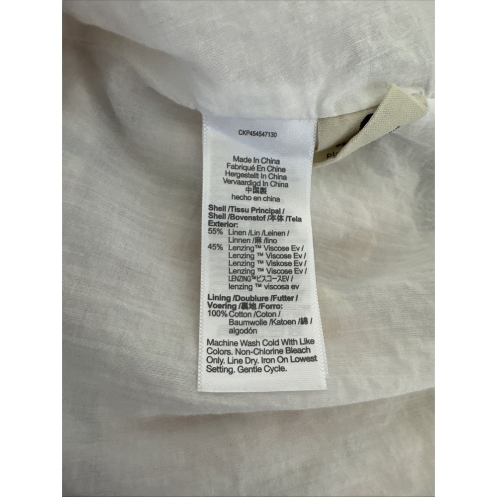 Madewell Women XS Clara Midi Dress Pockets Linen Bld Pastel Plaid Cap Sleeve - Picture 13 of 16